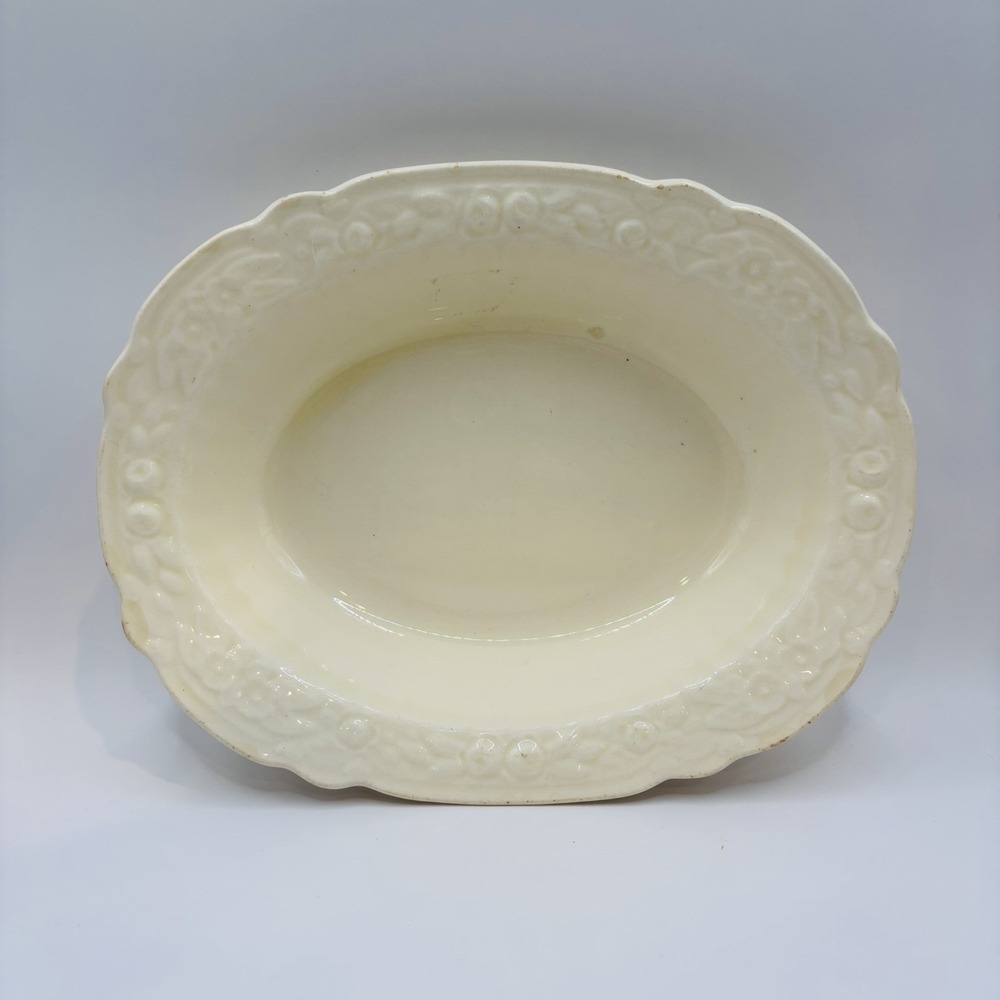 Vintage Homer Laughlin Ivory Embossed Oval Vegetable Serving Bowl USA‎ Cream